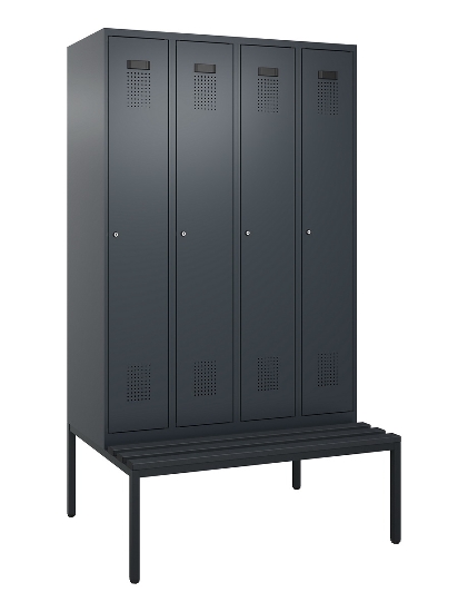 C+P Spind Evolo PLUS 0490507-12 mit Bank 1 Abt.400mm Drehriegel (HxBxT) 2120x400x815mm 7035/6011