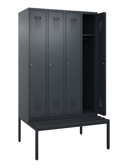 C+P Spind Evolo PLUS 0490507-12 mit Bank 1 Abt.400mm Drehriegel (HxBxT) 2120x400x815mm 7035/6011