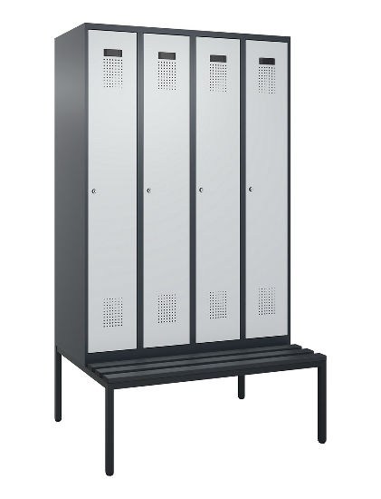 C+P Spind Evolo PLUS 0490507-12 mit Bank 1 Abt.400mm Drehriegel (HxBxT) 2120x400x815mm 7035/6011