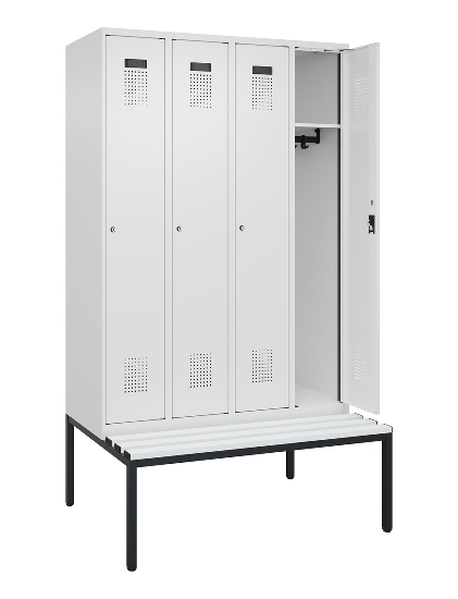 C+P Spind Evolo PLUS 0490507-12 mit Bank 1 Abt.400mm Drehriegel (HxBxT) 2120x400x815mm 7035/6011