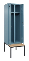 C+P Schwarz-Weiß-Spind Evolo PLUS 0490527-20 mit Bank 2 Abt.je 300mm Drehriegel (HxBxT) 2120x600x815mm 0010/0010