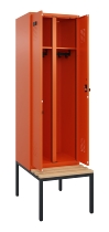 C+P Schwarz-Weiß-Spind Evolo PLUS 0490527-20 mit Bank 2 Abt.je 300mm Drehriegel (HxBxT) 2120x600x815mm 2004/2004