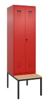 C+P Schwarz-Weiß-Spind Evolo PLUS 0490527-22 mit Bank 2 Abt.je 400mm Drehriegel (HxBxT) 2120x800x815mm 3015/3015