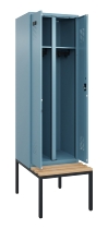 C+P Schwarz-Weiß-Spind Evolo PLUS 0490527-22 mit Bank 2 Abt.je 400mm Drehriegel (HxBxT) 2120x800x815mm 3015/3015