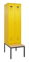 C+P Schwarz-Weiß-Spind Evolo PLUS 0490527-22 mit Bank 2 Abt.je 400mm Drehriegel (HxBxT) 2120x800x815mm 3015/3015