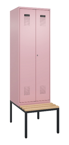 C+P Schwarz-Weiß-Spind Evolo PLUS 0490527-22 mit Bank 2 Abt.je 400mm Drehriegel (HxBxT) 2120x800x815mm 3015/3015
