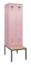 C+P Schwarz-Weiß-Spind Evolo PLUS 0490527-22 mit Bank 2 Abt.je 400mm Drehriegel (HxBxT) 2120x800x815mm 3015/3015