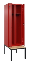 C+P Schwarz-Weiß-Spind Evolo PLUS 0490527-22 mit Bank 2 Abt.je 400mm Drehriegel (HxBxT) 2120x800x815mm 3015/3015