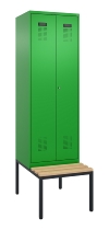 C+P Schwarz-Weiß-Spind Evolo PLUS 0490527-22 mit Bank 2 Abt.je 400mm Drehriegel (HxBxT) 2120x800x815mm 3015/3015