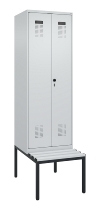 C+P Schwarz-Weiß-Spind Evolo PLUS 0490527-22 mit Bank 2 Abt.je 400mm Zylinder (HxBxT) 2120x800x815mm 9016/6019