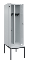 C+P Schwarz-Weiß-Spind Evolo PLUS 0490527-22 mit Bank 2 Abt.je 400mm Zylinder (HxBxT) 2120x800x815mm 9016/6019