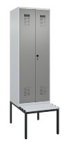 C+P Schwarz-Weiß-Spind Evolo PLUS 0490527-22 mit Bank 2 Abt.je 400mm Zylinder (HxBxT) 2120x800x815mm 9016/6019