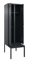 C+P Schwarz-Weiß-Spind Evolo PLUS 0490527-22 mit Bank 2 Abt.je 400mm Zylinder (HxBxT) 2120x800x815mm 9016/6019