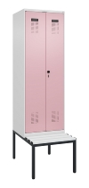 C+P Schwarz-Weiß-Spind Evolo PLUS 0490527-22 mit Bank 2 Abt.je 400mm Zylinder (HxBxT) 2120x800x815mm 9016/6019
