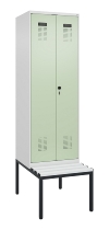 C+P Schwarz-Weiß-Spind Evolo PLUS 0490527-22 mit Bank 2 Abt.je 400mm Zylinder (HxBxT) 2120x800x815mm 9016/6019