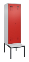 C+P Schwarz-Weiß-Spind Evolo PLUS 0490527-22 mit Bank 2 Abt.je 400mm Zylinder (HxBxT) 2120x800x815mm 9016/6019