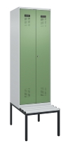 C+P Schwarz-Weiß-Spind Evolo PLUS 0490527-22 mit Bank 2 Abt.je 400mm Zylinder (HxBxT) 2120x800x815mm 9016/6019