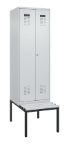 C+P Schwarz-Weiß-Spind Evolo PLUS 0490527-22 mit Bank 2 Abt.je 400mm Zylinder (HxBxT) 2120x800x815mm 9016/6019
