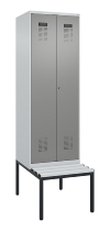 C+P Schwarz-Weiß-Spind Evolo PLUS 0490527-22 mit Bank 2 Abt.je 400mm Zylinder (HxBxT) 2120x800x815mm 9016/6019