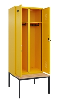 C+P Schwarz-Weiß-Spind Evolo PLUS 0490527-22 mit Bank 2 Abt.je 400mm Drehriegel (HxBxT) 2120x800x815mm 3015/3015