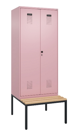 C+P Schwarz-Weiß-Spind Evolo PLUS 0490527-22 mit Bank 2 Abt.je 400mm Drehriegel (HxBxT) 2120x800x815mm 3015/3015