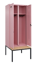 C+P Schwarz-Weiß-Spind Evolo PLUS 0490527-22 mit Bank 2 Abt.je 400mm Drehriegel (HxBxT) 2120x800x815mm 3015/3015