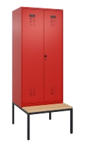 C+P Schwarz-Weiß-Spind Evolo PLUS 0490527-22 mit Bank 2 Abt.je 400mm Drehriegel (HxBxT) 2120x800x815mm 3015/3015