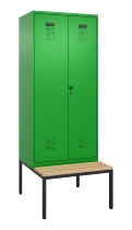 C+P Schwarz-Weiß-Spind Evolo PLUS 0490527-22 mit Bank 2 Abt.je 400mm Drehriegel (HxBxT) 2120x800x815mm 3015/3015