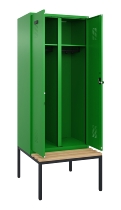 C+P Schwarz-Weiß-Spind Evolo PLUS 0490527-22 mit Bank 2 Abt.je 400mm Drehriegel (HxBxT) 2120x800x815mm 6037/6037
