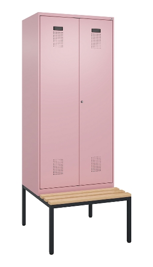 C+P Schwarz-Weiß-Spind Evolo PLUS 0490527-22 mit Bank 2 Abt.je 400mm Drehriegel (HxBxT) 2120x800x815mm 3015/3015