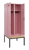 C+P Schwarz-Weiß-Spind Evolo PLUS 0490527-22 mit Bank 2 Abt.je 400mm Drehriegel (HxBxT) 2120x800x815mm 3015/3015