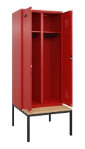 C+P Schwarz-Weiß-Spind Evolo PLUS 0490527-22 mit Bank 2 Abt.je 400mm Drehriegel (HxBxT) 2120x800x815mm 3015/3015