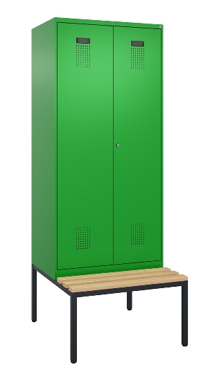 C+P Schwarz-Weiß-Spind Evolo PLUS 0490527-22 mit Bank 2 Abt.je 400mm Drehriegel (HxBxT) 2120x800x815mm 3015/3015