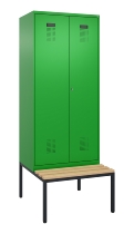 C+P Schwarz-Weiß-Spind Evolo PLUS 0490527-22 mit Bank 2 Abt.je 400mm Drehriegel (HxBxT) 2120x800x815mm 3015/3015