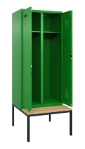 C+P Schwarz-Weiß-Spind Evolo PLUS 0490527-22 mit Bank 2 Abt.je 400mm Drehriegel (HxBxT) 2120x800x815mm 3015/3015