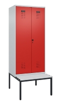 C+P Schwarz-Weiß-Spind Evolo PLUS 0490527-22 mit Bank 2 Abt.je 400mm Zylinder (HxBxT) 2120x800x815mm 9016/6019