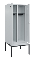 C+P Schwarz-Weiß-Spind Evolo PLUS 0490527-22 mit Bank 2 Abt.je 400mm Zylinder (HxBxT) 2120x800x815mm 9016/6019