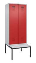 C+P Schwarz-Weiß-Spind Evolo PLUS 0490527-22 mit Bank 2 Abt.je 400mm Zylinder (HxBxT) 2120x800x815mm 9016/6019