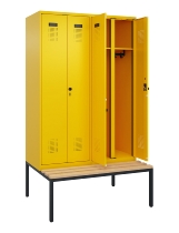 C+P Schwarz-Weiß-Spind Evolo PLUS 0490527-22 mit Bank 2 Abt.je 400mm Drehriegel (HxBxT) 2120x800x815mm 3015/3015