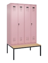 C+P Schwarz-Weiß-Spind Evolo PLUS 0490527-22 mit Bank 2 Abt.je 400mm Drehriegel (HxBxT) 2120x800x815mm 3015/3015