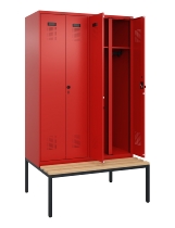 C+P Schwarz-Weiß-Spind Evolo PLUS 0490527-22 mit Bank 2 Abt.je 400mm Drehriegel (HxBxT) 2120x800x815mm 3015/3015