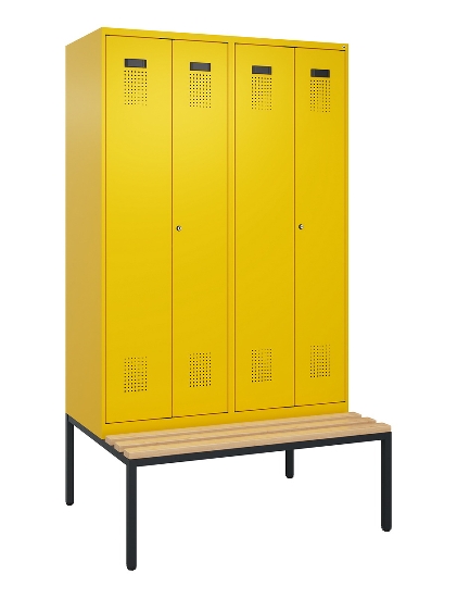 C+P Schwarz-Weiß-Spind Evolo PLUS 0490527-22 mit Bank 2 Abt.je 400mm Drehriegel (HxBxT) 2120x800x815mm 3015/3015