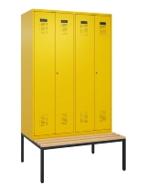 C+P Schwarz-Weiß-Spind Evolo PLUS 0490527-22 mit Bank 2 Abt.je 400mm Drehriegel (HxBxT) 2120x800x815mm 3015/3015