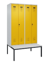 C+P Schwarz-Weiß-Spind Evolo PLUS 0490527-22 mit Bank 2 Abt.je 400mm Zylinder (HxBxT) 2120x800x815mm 9016/6019