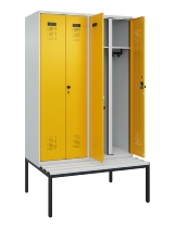 C+P Schwarz-Weiß-Spind Evolo PLUS 0490527-22 mit Bank 2 Abt.je 400mm Zylinder (HxBxT) 2120x800x815mm 9016/6019