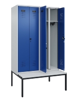 C+P Schwarz-Weiß-Spind Evolo PLUS 0490527-22 mit Bank 2 Abt.je 400mm Zylinder (HxBxT) 2120x800x815mm 9016/6019