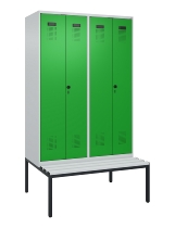 C+P Schwarz-Weiß-Spind Evolo PLUS 0490527-22 mit Bank 2 Abt.je 400mm Zylinder (HxBxT) 2120x800x815mm 9016/6019