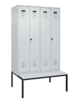 C+P Schwarz-Weiß-Spind Evolo PLUS 0490527-22 mit Bank 2 Abt.je 400mm Zylinder (HxBxT) 2120x800x815mm 9016/6019