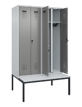 C+P Schwarz-Weiß-Spind Evolo PLUS 0490527-22 mit Bank 2 Abt.je 400mm Zylinder (HxBxT) 2120x800x815mm 9016/6019