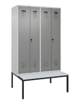 C+P Schwarz-Weiß-Spind Evolo PLUS 0490527-22 mit Bank 2 Abt.je 400mm Zylinder (HxBxT) 2120x800x815mm 9016/6019